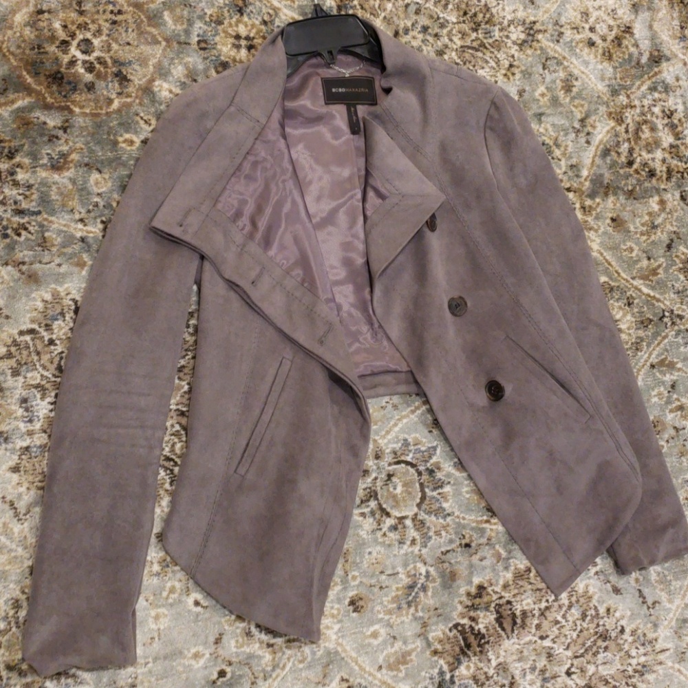 Gray  Faux Suade High Low Blazer